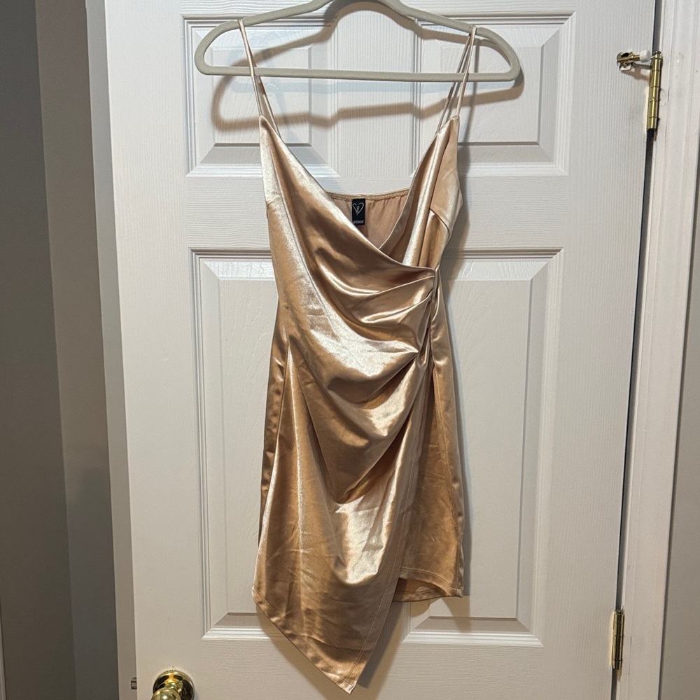 Windsor Gold Asymmetrical Satin Dress